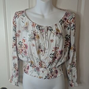 Timing Cropped Floral Cottagecore  Fairy Y2K Top, Size Small